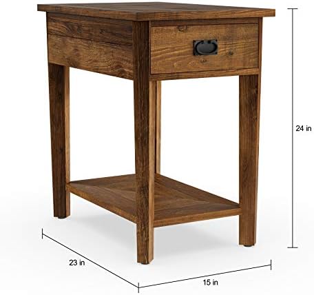 Reclaimed Wood Side Table Brown Farmhouse Rectangle Natural Finish Includes - Image 2