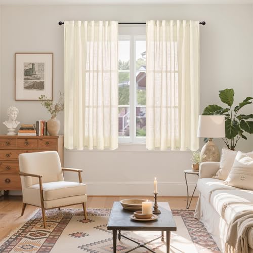 YoungsTex Linen Semi Sheer Curtains 54 Inch Length - Image 2