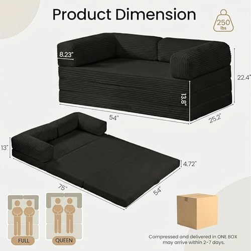 Erament Futon Sofa Bed, Convertible Tri-Folding Mattress Foldable Mattress - Image 2