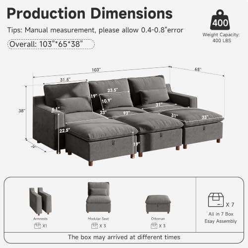 Ihanherry 103" Modular Sectional Sofa - Image 2