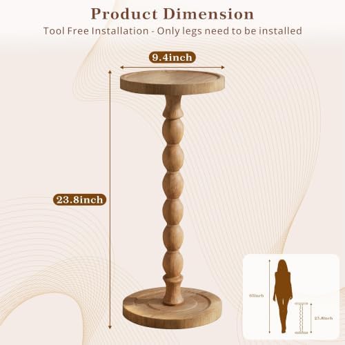 Small Round Side Table, Rubberwood‌ Drink Table - Image 2