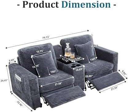 Power Reclining Sectional Sofa, Electric Loveseat Recliner - Image 2