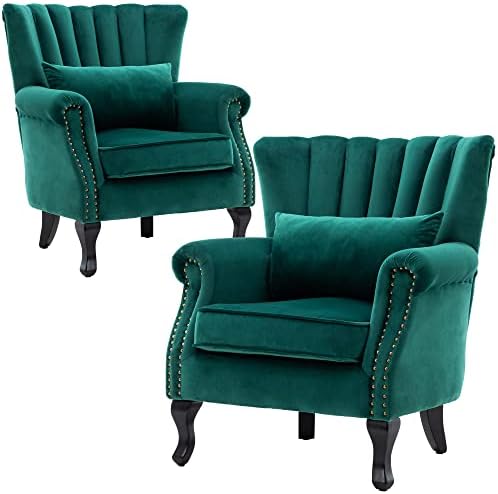 Velvet Accent Chairs Set of 2 by DMFurniture