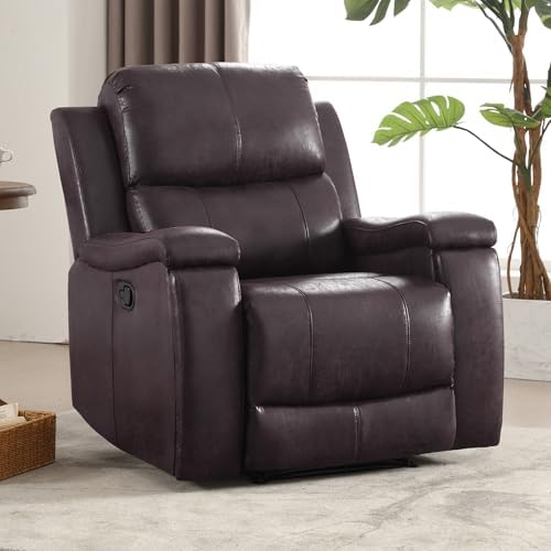 CANMOV Manual Recliner Chair, Classic Faux Leather Recliner Chair by CANMOV