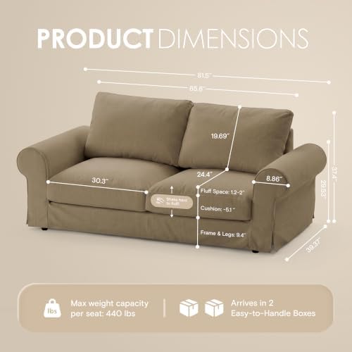 80" Oversized Cloud Loveseat, Classic Farmhouse Water-Repellent Chenille - Image 2
