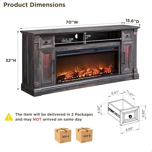 OKD 70" Farmhouse Fireplace TV Stand - Image 6