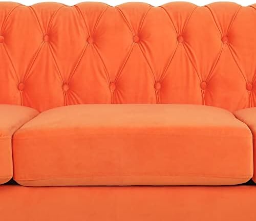 LEVNARY Velvet Chesterfield Sofa, Classic Tufted Upholstered Couch, Modern 3 - Image 6