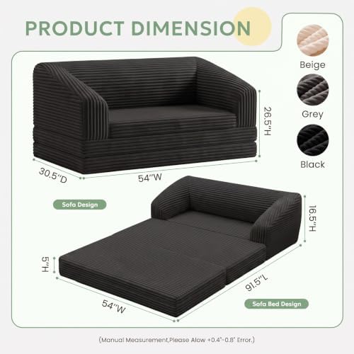 Convertible Sofa Bed, Boneless Loveseat Sleeper Folding Couch Bed - Image 2
