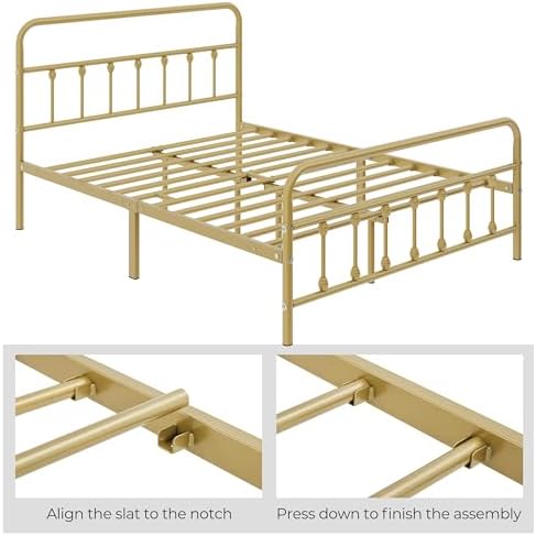 Yaheetech Queen Metal Platform Bed Frame, Victorian Headboard & Footboard - Image 6