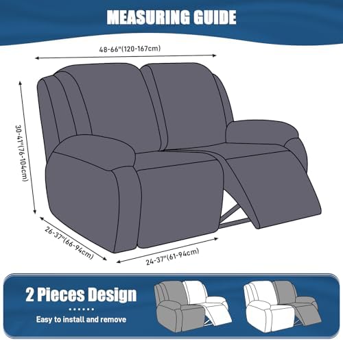 TAOCOCO Stretch Recliner Loveseat Cover 2 Pieces Couch Covers - Image 2