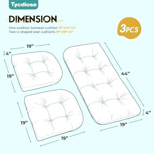 All Weather Outdoor Wicker Chair Cushions of 3 Pieces, Waterproof Outdoor - Image 3