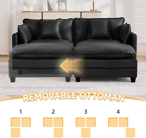 76'' Cloud Deep Seat Loveseat Sofa, Upholstered Leather Modular 2-Seats - Image 6
