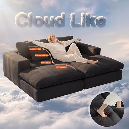 81" Oversized Double Chaise Lounge Chair, Cloud Boneless Sofa Bed - Image 4