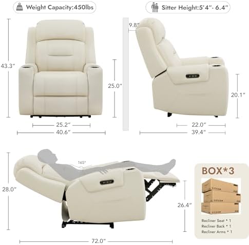 Watson & Whitely Oversized Genuine Leather Power Recliner Chair - Image 3