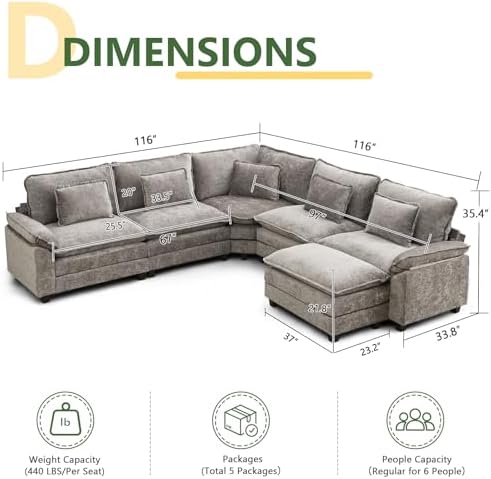 Oversized Modular Sectional Sofa Set, Convertible Deep Seat Cloud Couch - Image 2
