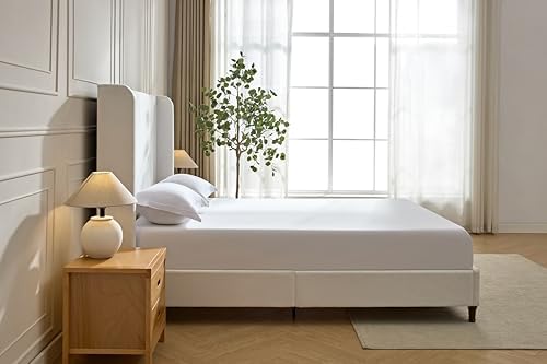 California King Size Upholstered Bed Frame, Elegant Simplicity/Strong Wood - Image 6