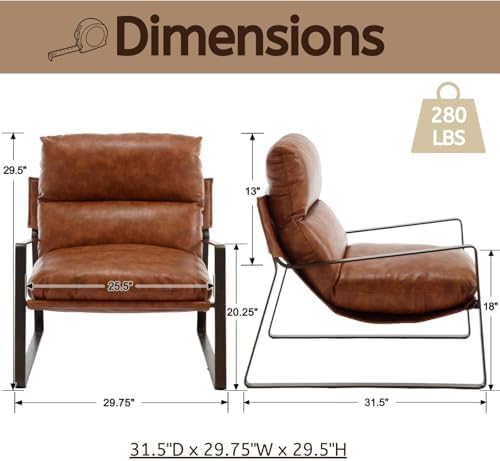 LukeAlon Modern PU Leather Accent Armchair - Image 2