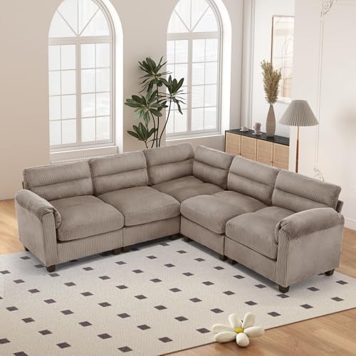 HAOMARKETS 90" Wide Modular Sectional Corner Sofa Couch, Oversized Corduroy L by HAOMARKETS