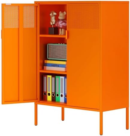 Ustamio Orange 3 Tier Metal Storage Cabinet by Ustamio