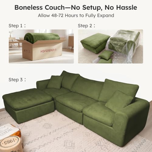 119" Modular Sectional Cloud Sofa, No Assembly Boneless Couch - Image 4