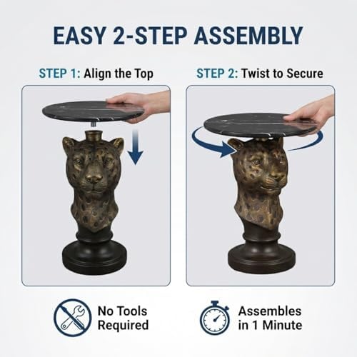 25" Luxury Leopard Head Side Table - Image 6