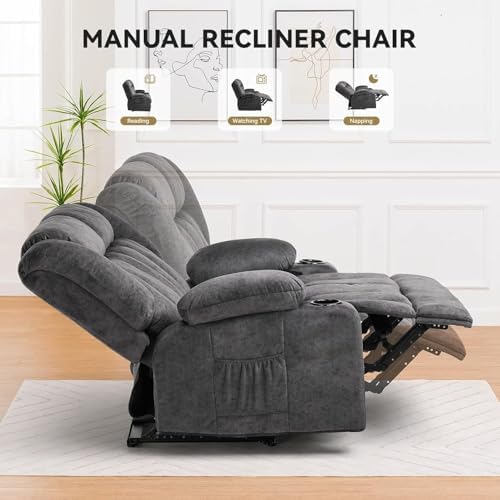 COMHOMA Living Room Furniture Sets Manual Recliner Loveseat, 2 Seat Fabric - Image 6