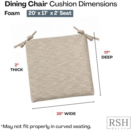 RSH DECOR Sunbrella Foam Chair Cushions Set of 2 | 20x17x2 | All-Weather - Image 3