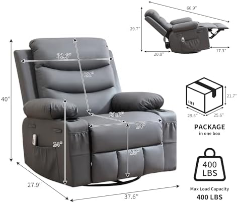 Garvee Oversized Swivel Recliner Chair - Image 2
