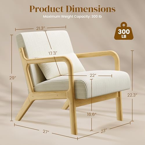 Yaheetech Accent Chair for Living Room, Corduroy Mid Century Modern Reading - Image 2