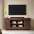 OKD Modern 70" TV Stand for 80" TV, Thick Block Media Console, Dark Walnut by OKD