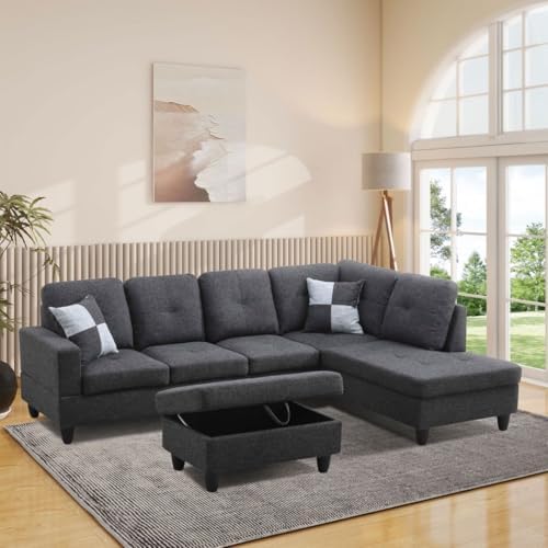 L-Shaped 3-Piece Flannel Sofa by UOCFYK