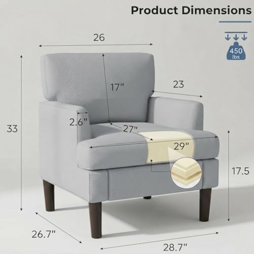 Kromax Accent Chair for Living Room Set of 2, Modern Reading Chair - Image 2