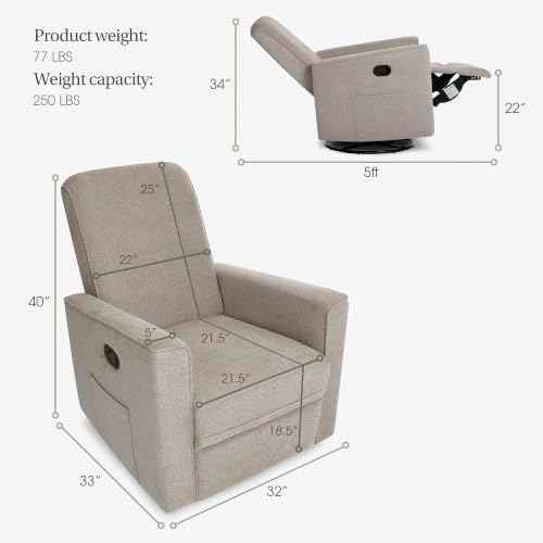 Evolur Raleigh Plus Nursery Glider Recliner, Warm Sand - Image 3