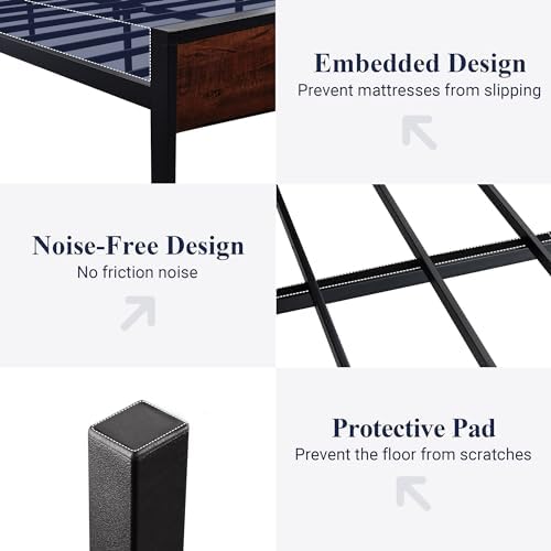 Allewie King Size Bed Frame, Heavy Duty 12 Metal Slats Support - Image 6