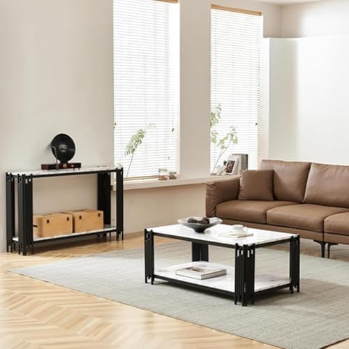 White Marble Coffee Table Set of 2 - Image 2