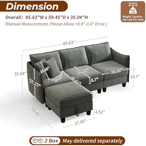 WorthFurni Modular Sectional Sofa L Shape Couches - Image 2