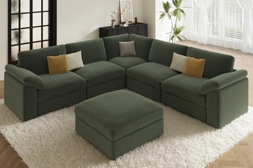EASE MOOSE Green Sectional Modular Sofa, Oversized v Shape Sectional Couch - Image 3