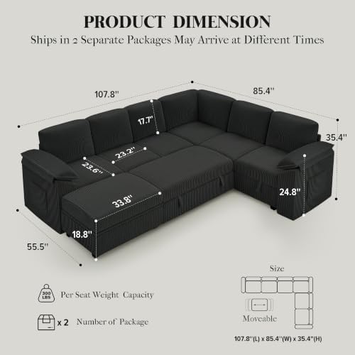 Xbrigh 108" Modular Sectional Sleeper Sofa - Image 3