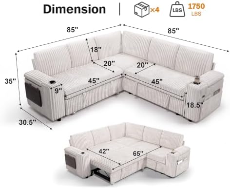 WEUP 86" Modular Sectional Sleeper Sofa - Image 2