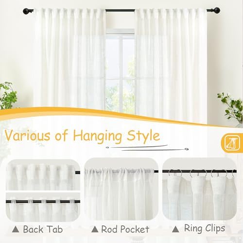 YoungsTex Linen Semi Sheer Curtains 54 Inch Length - Image 6