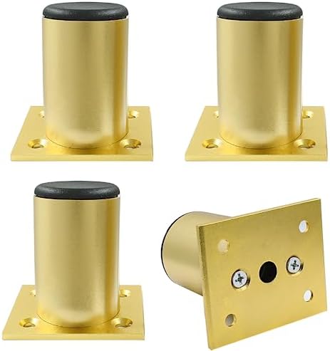 4-Pack Adjustable Aluminum Alloy Furniture Legs 2.36" Height Gold by Kyuionty