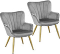 Yaheetech Accent Chairs Set of 2, Upholstered Armchair, Light Gray by Yaheetech