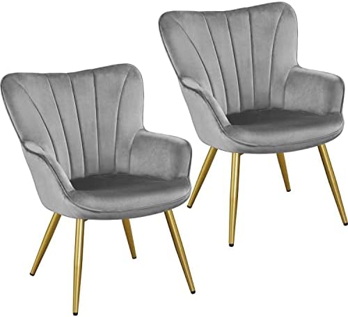 Yaheetech Accent Chairs Set of 2, Upholstered Armchair, Light Gray by Yaheetech