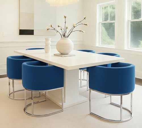 HNY Mid Century Modern Upholstered Barrel Dining Chairs - Image 3
