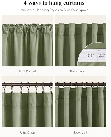 StangH Sage Green Velvet Curtains Farmhouse - Image 2