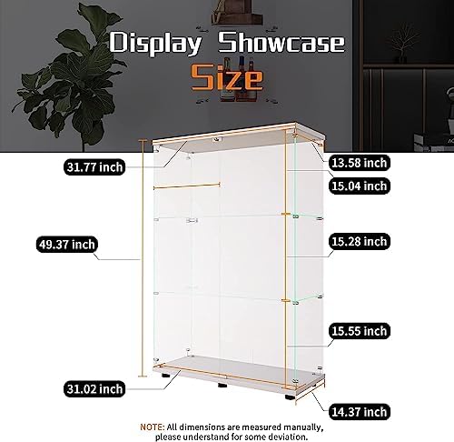 Beauty4U White Glass Display Cabinet, 3-Shelf 2-Door Curio Cabinet - Image 3