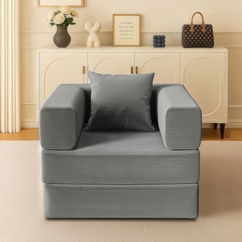 Single Couch Sofa for Small Spaces, 2-in-1 Single Boneless Sofa - Image 4
