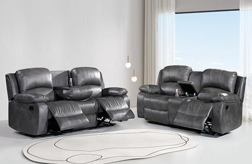 Betsy Furniture 2PC Faux Leather Reclining Couch Set, Living Room Furniture Set by BetsyFurniture