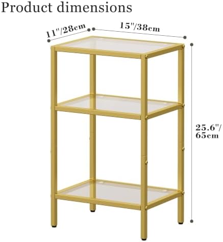 Glass Side Table, Tempered Glass End Table, 3-Tier Nightstands - Image 3