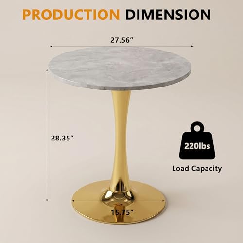 27.6" Marble Round Tulip Table, Mid-Century Modern Style Dining Table - Image 2